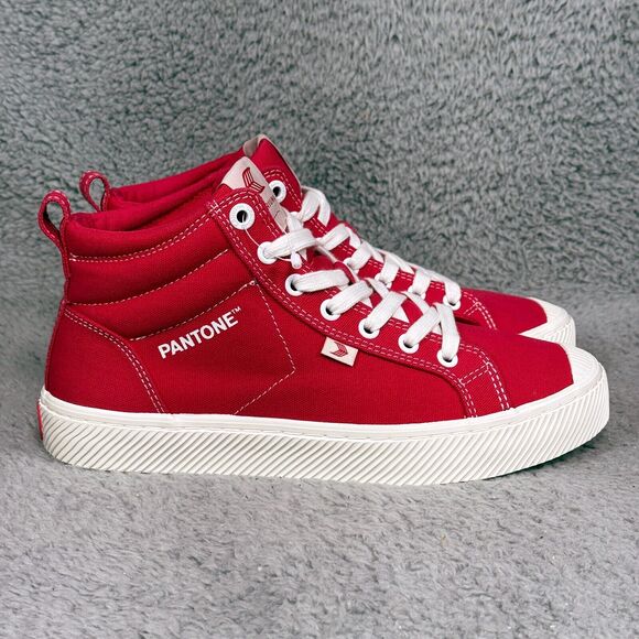 Cariuma Shoes - Cariuma Pantone Viva Magenta Womens Size 8 High Top Sneakers Shoes Red Canvas